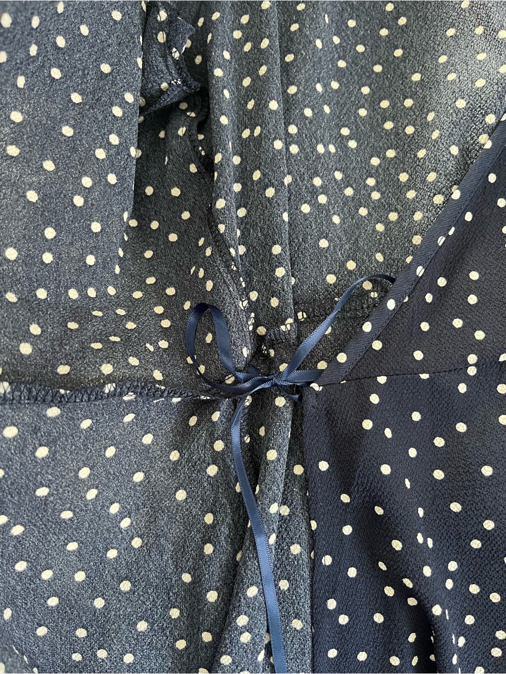 Navy Polka Dot Wrap Dress - Picture 4 of 5